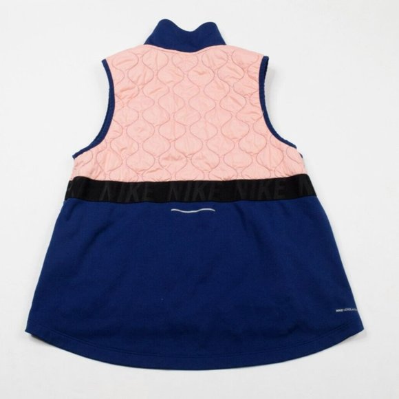 Nike AeroLayer Blue Pink Colorblock Insulated Full-Zip Running Vest Womens - Picture 2 of 7